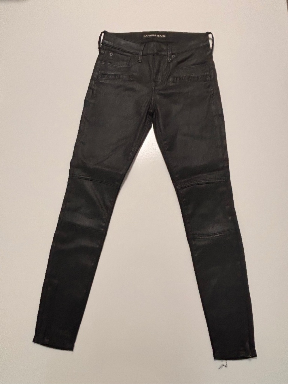 Womens Express Moto Black Shinny Ankle Leggings Mid Rise Size 00R
